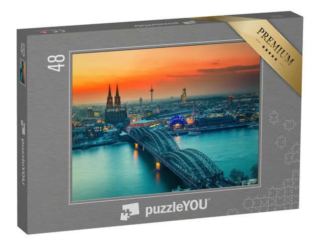 puzzle 48 dílků „Západ slunce nad Kolínem nad Rýnem, Německo“