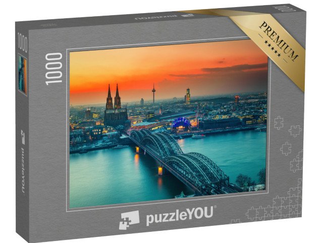 puzzle 1000 dílků „Západ slunce nad Kolínem nad Rýnem, Německo“