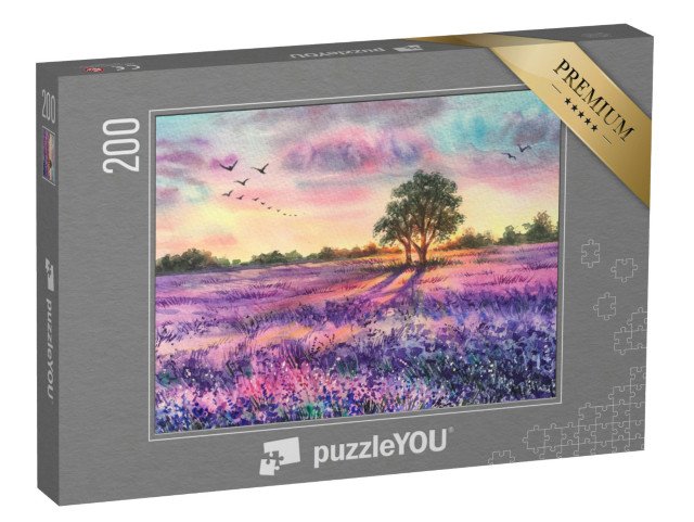 puzzle 200 dílků „Západ slunce nad levandulovým polem“