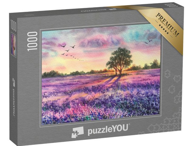 puzzle 1000 dílků „Západ slunce nad levandulovým polem“