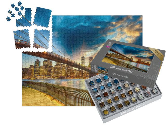 SMART SORTED® | Puzzle 1000 dílků „Západ slunce nad Manhattanem, New York, USA“