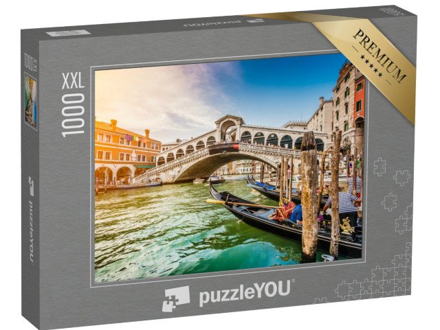 puzzle 1000 dílků XXL „Západ slunce nad mostem Rialto v Benátkách, Itálie“