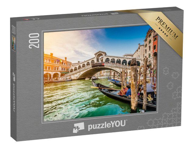 puzzle 200 dílků „Západ slunce nad mostem Rialto v Benátkách, Itálie“