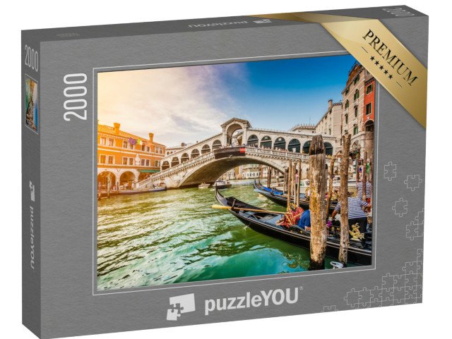 puzzle 2000 dílků „Západ slunce nad mostem Rialto v Benátkách, Itálie“