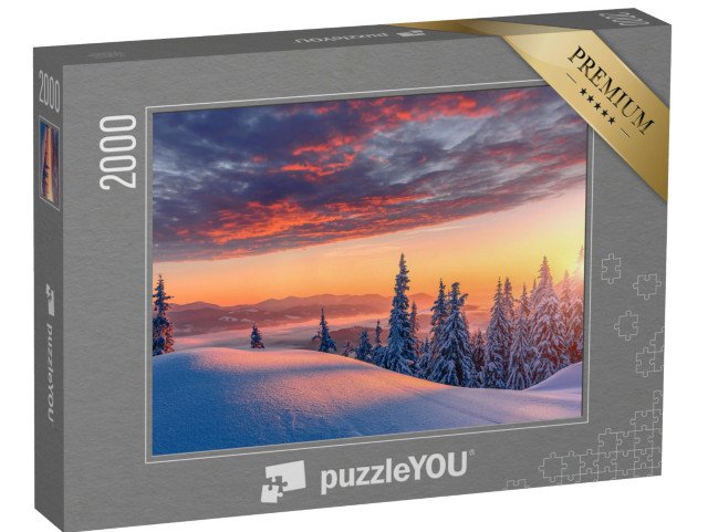 puzzle 2000 dílků „Západ slunce nad zasněženými horami“