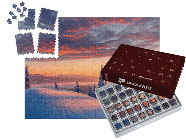 Adventní kalendář „Západ slunce nad zasněženými horami“