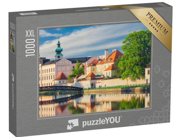 puzzle 1000 dílků XXL „Západ slunce: Pohled na České Budějovice, Česká republika“