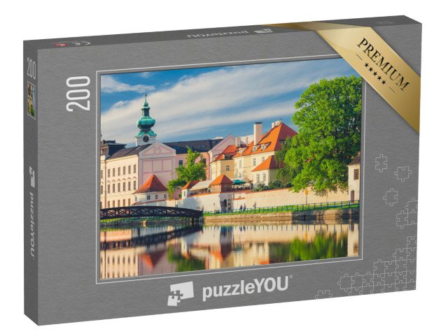 puzzle 200 dílků „Západ slunce: Pohled na České Budějovice, Česká republika“