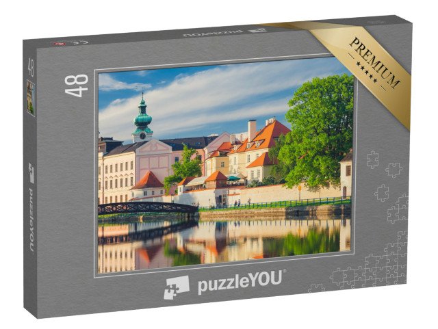 puzzle 48 dílků „Západ slunce: Pohled na České Budějovice, Česká republika“