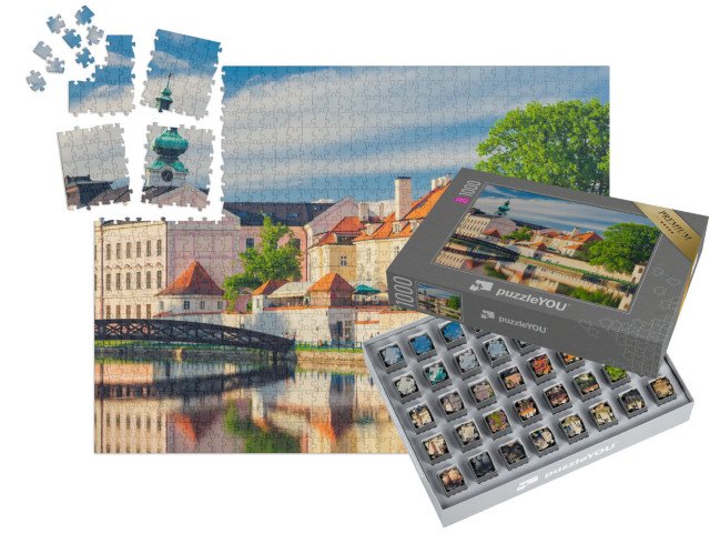 SMART SORTED® | Puzzle 1000 dílků „Západ slunce: Pohled na České Budějovice, Česká republika“