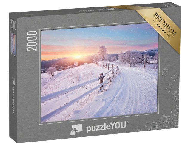 puzzle 2000 dílků „Západ slunce v zimní říši divů“