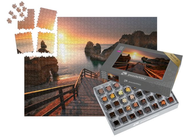 SMART SORTED® | Puzzle 1000 dílků „Zátoka v Ponta da Piedade, Algarve, Portugalsko“