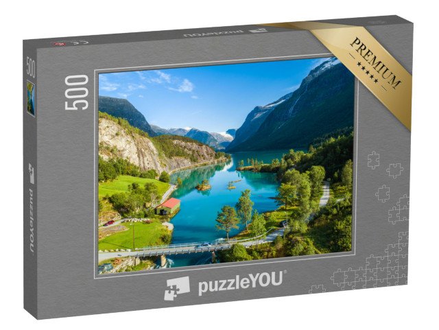 puzzle 500 dílků „Zelené jezero v Norsku“