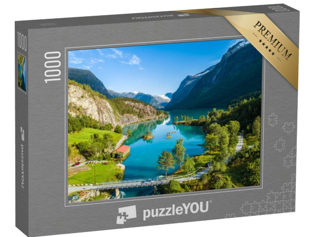 puzzle 1000 dílků „Zelené jezero v Norsku“