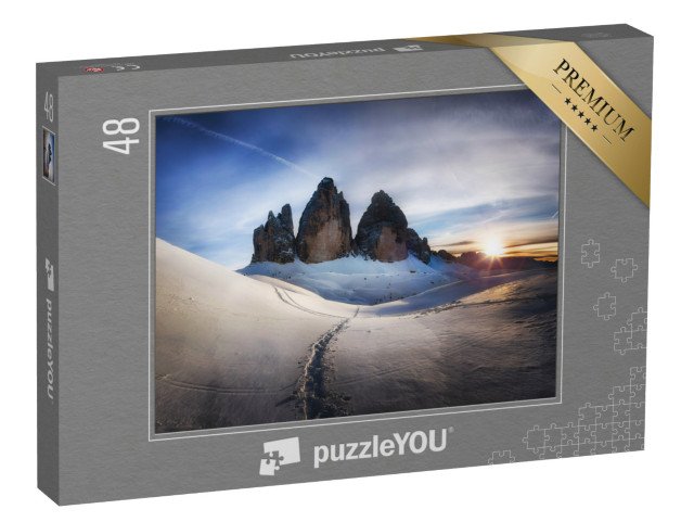 puzzle 48 dílků „Zimní ráno na Třech vrcholech, Dolomity, Itálie“