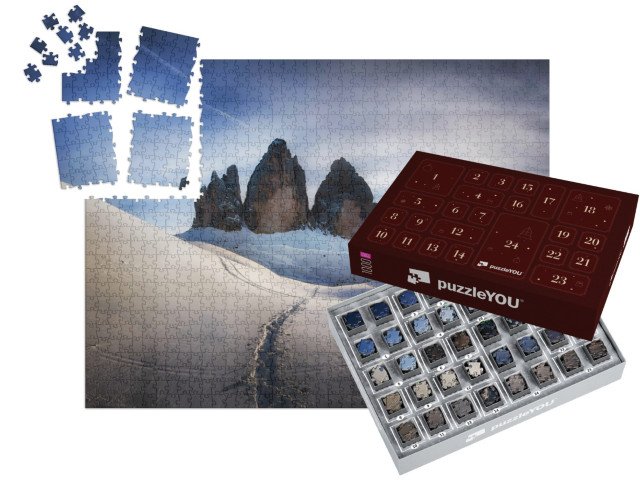 Adventní kalendář „Zimní ráno na Třech vrcholech, Dolomity, Itálie“