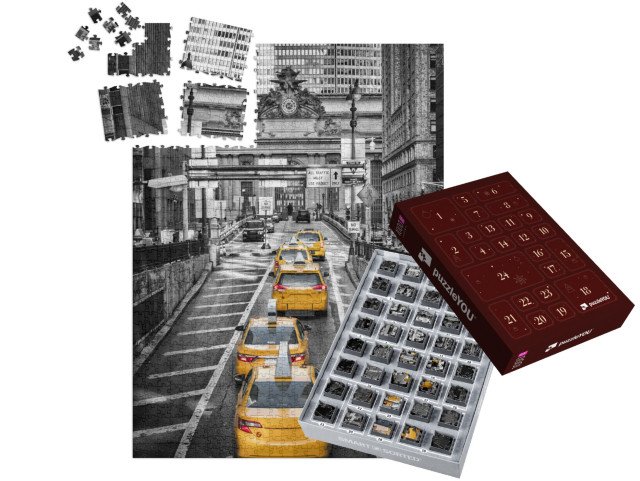 Adventní kalendář „Žluté taxíky před terminálem Grand Central, New York, USA“