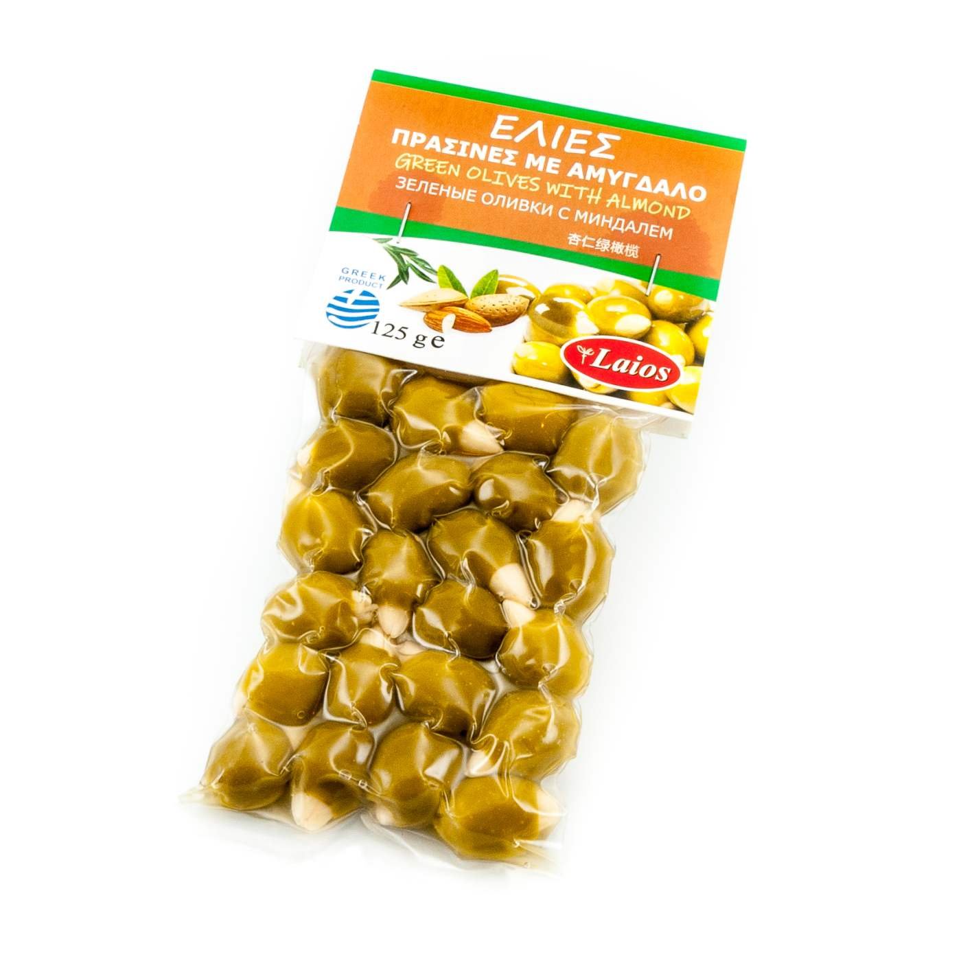 Laios zelené olivy bez pecky s mandlí vakuum 125g