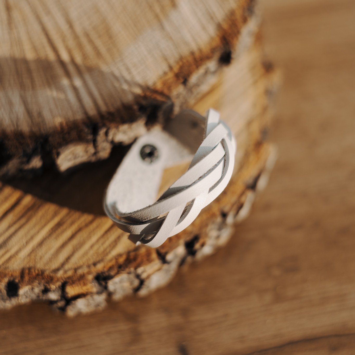 Wood Style Proplétaný náramek - krémový Velikost náramku: XL
