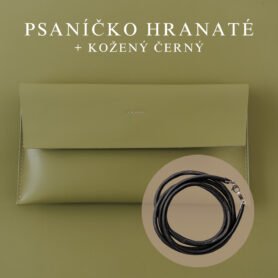 Wood Style Psaníčko Hranaté - Pistacchio Popruh: Kožený Černý