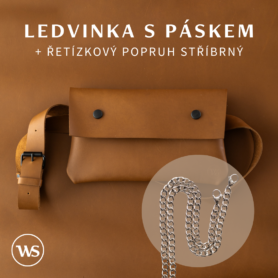 Wood Style Ledvinka Hnědá Varianta: Ledvinka s páskem + řetízkový popruh stříbrný