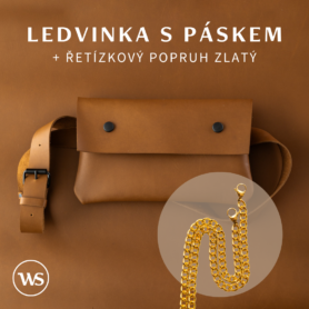 Wood Style Ledvinka Hnědá Varianta: Ledvinka s páskem + řetízkový popruh zlatý
