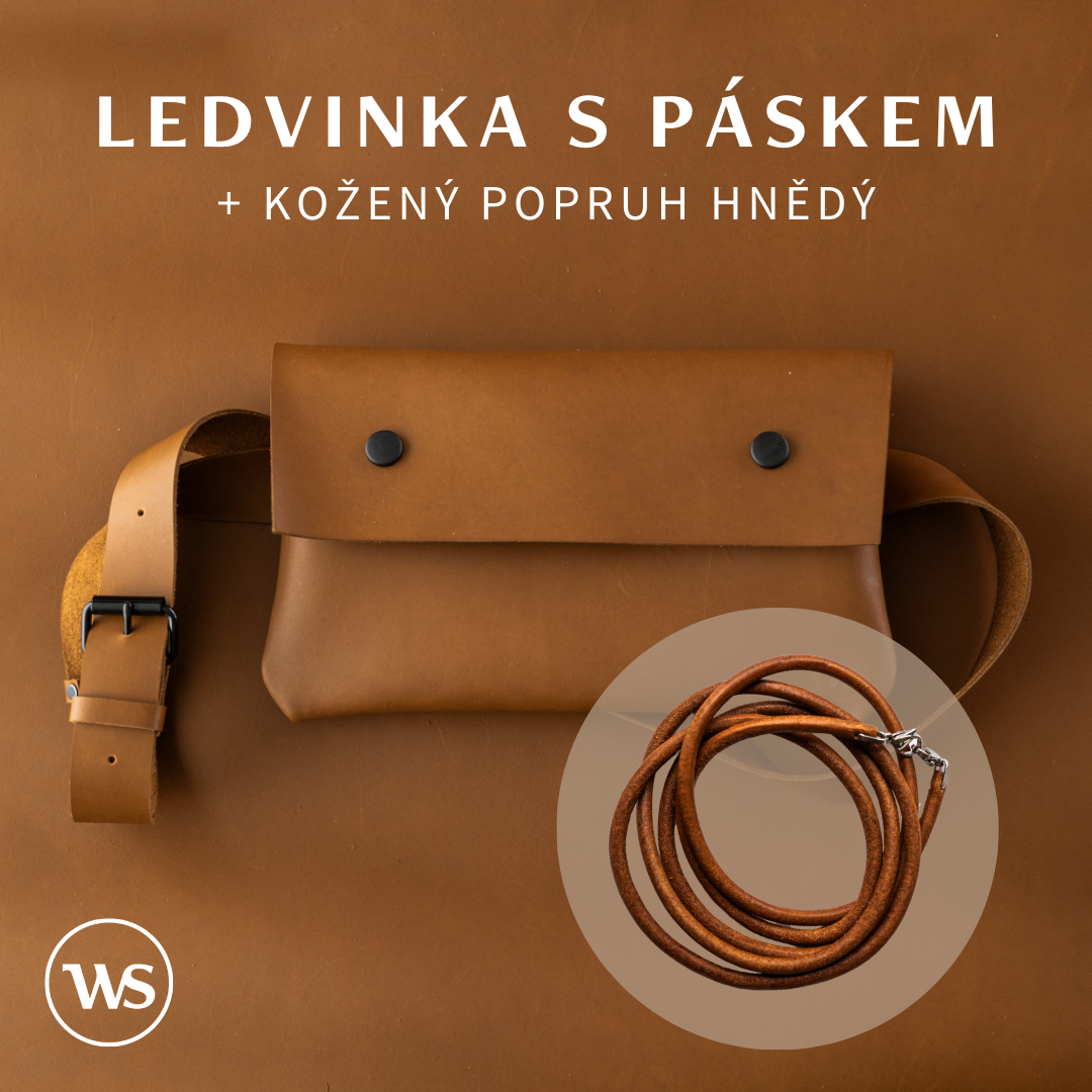 Wood Style Ledvinka Hnědá Varianta: Ledvinka s páskem+ kožený popruh Hnědý