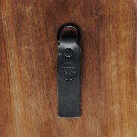 Wood Style Kožená Klíčenka D- Černá