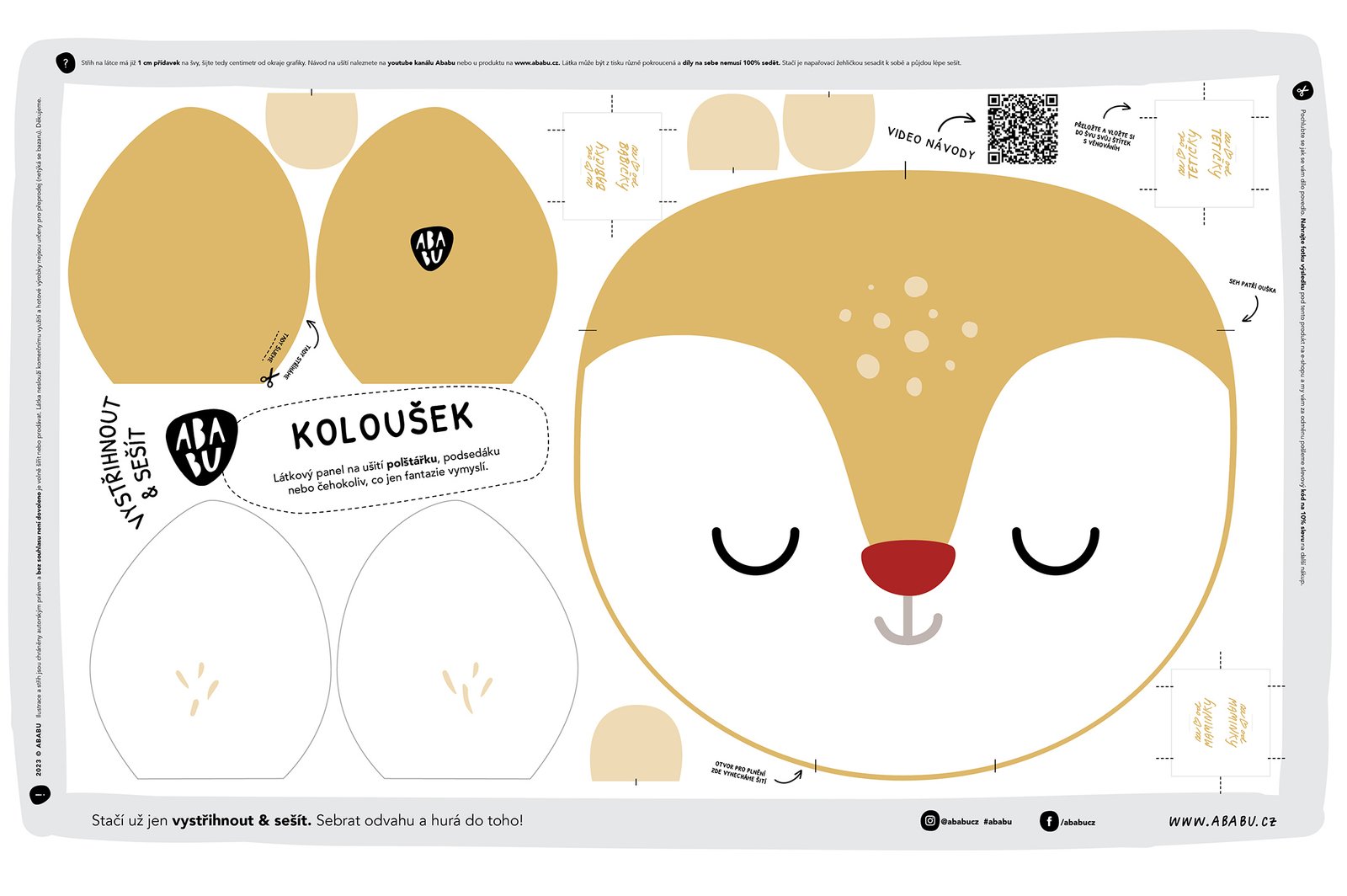 Panel na šití / Polštářek / Koloušek meruňkový - Obrázek 4