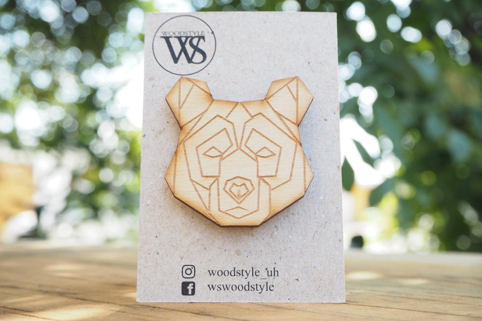 Wood Style Brož Medvěd