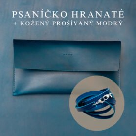 Wood Style Psaníčko Hranaté - Modré Popruh: Kožený prošívaný Modrý
