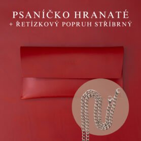 Wood Style Psaníčko Hranaté - Červené Popruh: Řetízkový stříbrný
