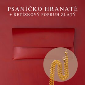 Wood Style Psaníčko Hranaté - Červené Popruh: Řetízkový zlatý
