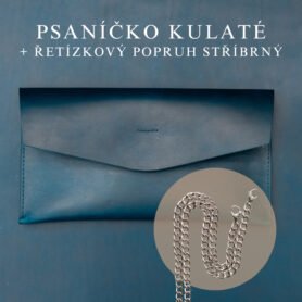 Wood Style Psaníčko Kulaté - Modré Popruh: Řetízkový stříbrný