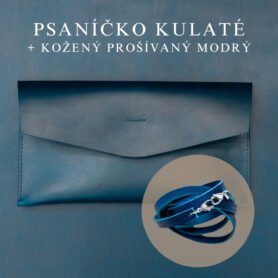 Wood Style Psaníčko Kulaté - Modré Popruh: Kožený prošívaný Modrý