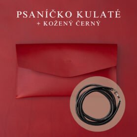 Wood Style Psaníčko Kulaté - Červené Popruh: Kožený Černý
