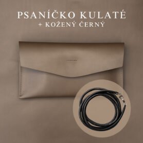 Wood Style Psaníčko Kulaté - Mokka Popruh: Kožený Černý