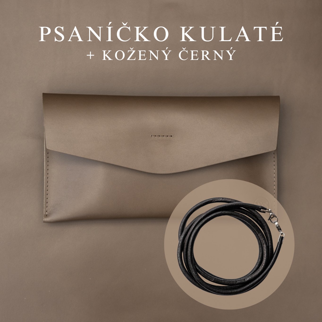 Wood Style Psaníčko Kulaté - Mokka Popruh: Kožený Černý