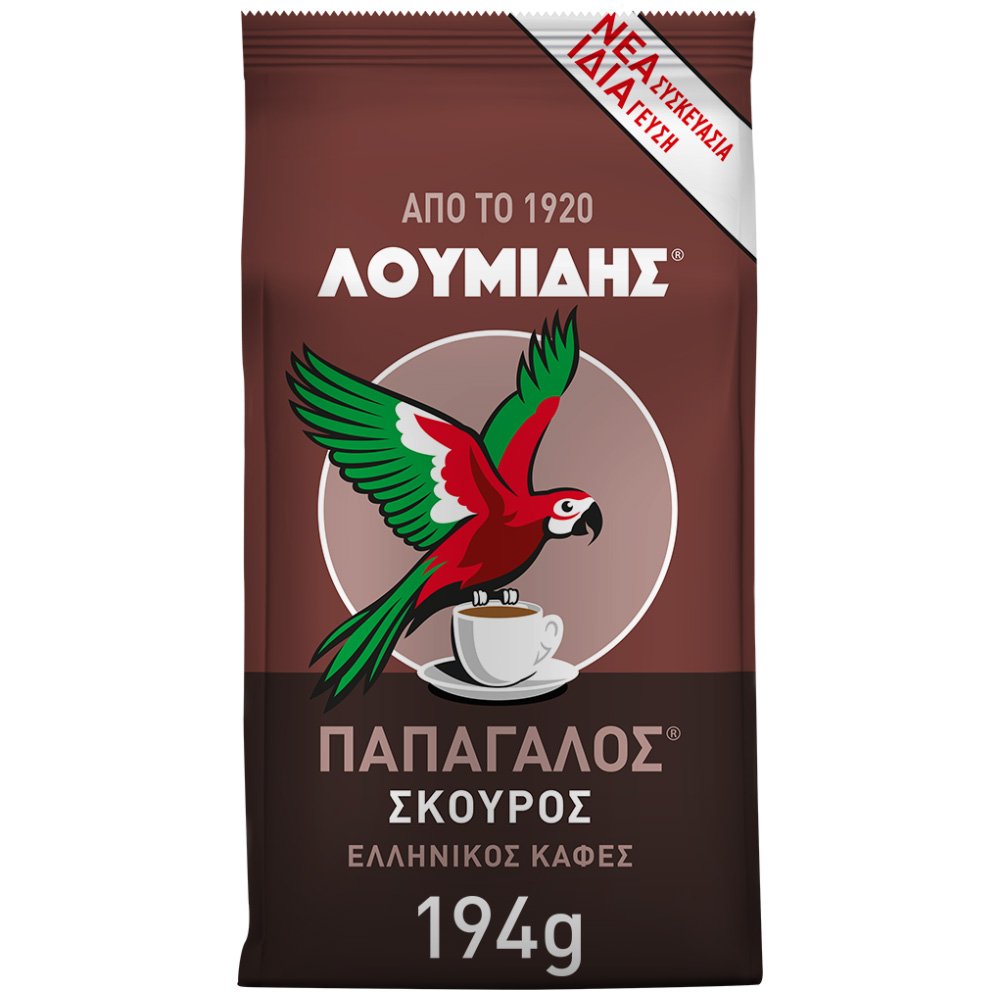 Loumidis Skoúros tmavá řecká káva do džezvy Papagalos 194g