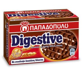 Papadopoulou Digestive pšeničné sušenky v mléčné čokoládě 200g
