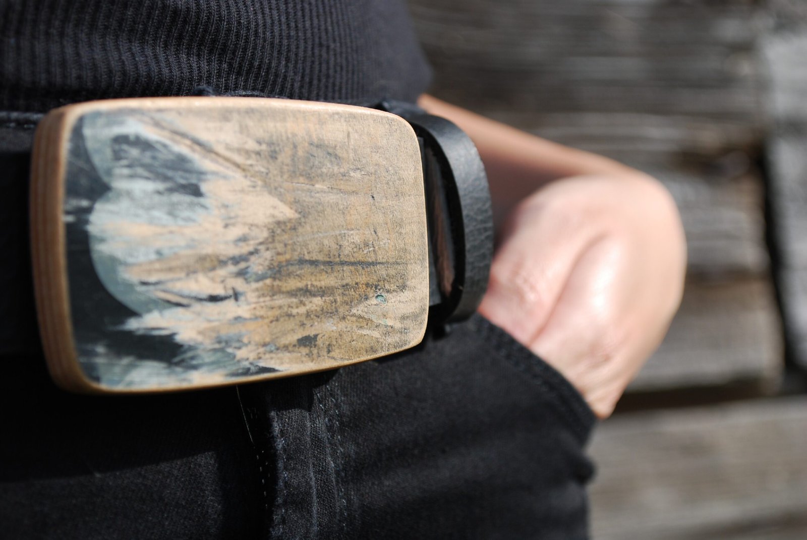 Wood Style Opasek Skejt Kulatý spona 31 Obvod pasu: 105, Barva kůže: Hnědá - Obrázek 2