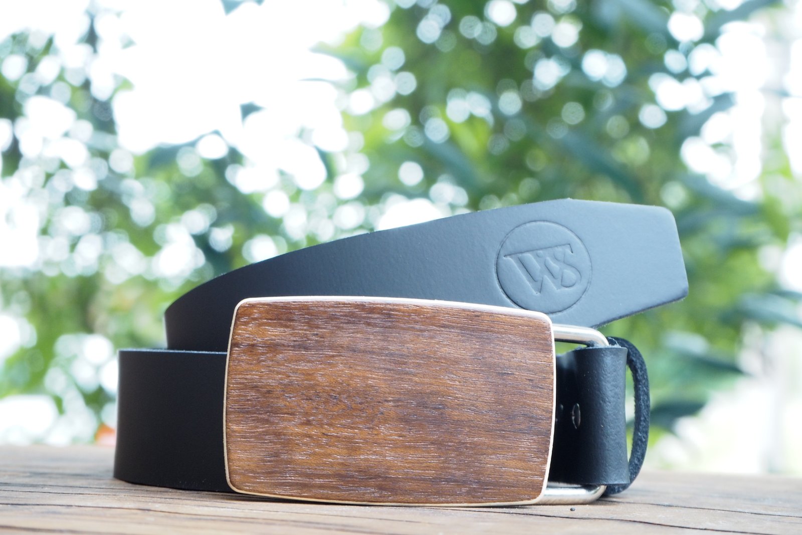 Wood Style Opasek Kulatý Ořech Obvod pasu: 120, Barva kůže: Černá