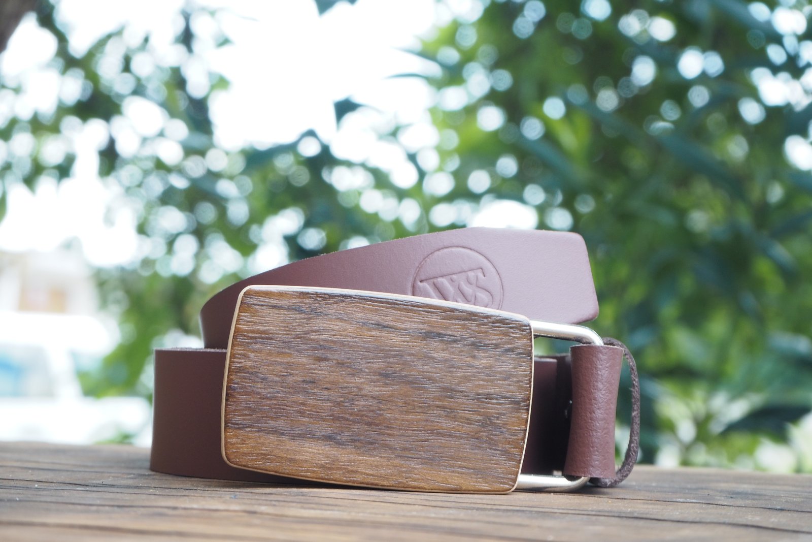 Wood Style Opasek Kulatý Ořech Obvod pasu: 120, Barva kůže: Hnědá