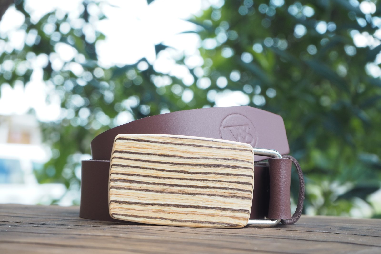 Wood Style Opasek Kulatý Zebráno Obvod pasu: 95, Barva kůže: Hnědá