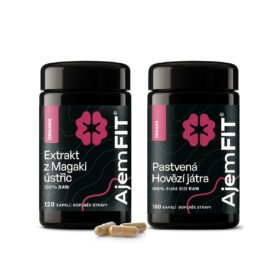 AjemFIT Balíček pro Podporu Vitality - 100% ČISTÁ BIO RAW HOVĚZÍ JÁTRA - 60/180 kapslí (30g/90g) + 100% ČISTÝ EXTRAKT Z ÚSTŘIC MAGAKI (Japonsko) - 120 kapslí (36g)