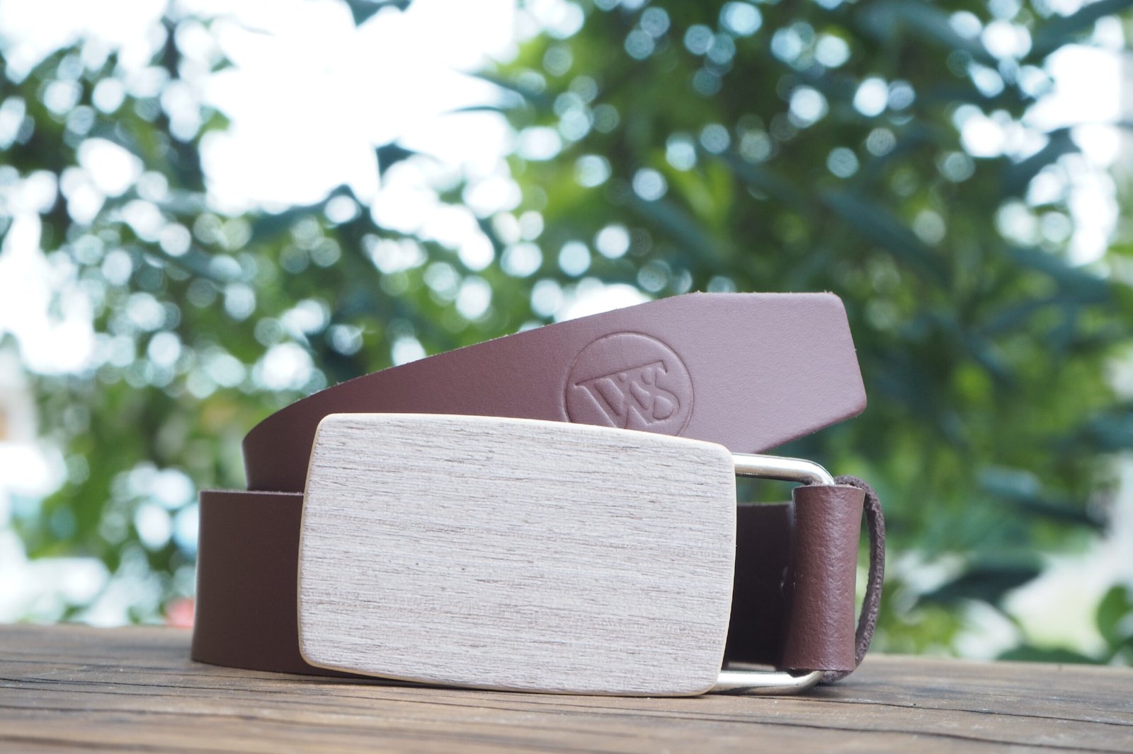 Wood Style Opasek Kulatý Šedé hedvábí Obvod pasu: 120, Barva kůže: Hnědá