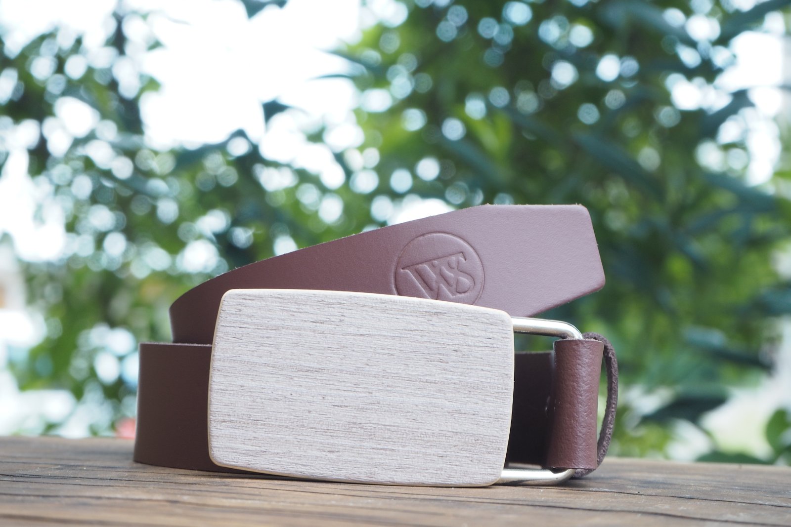 Wood Style Opasek Kulatý Šedé hedvábí Obvod pasu: 70, Barva kůže: Hnědá