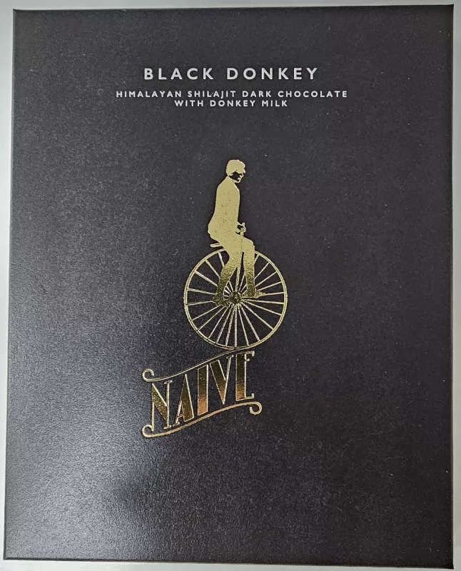 CHOCOLATE NAIVE BLACK DONKEY (Bhútan Shilajit oslí darkmilk bez cukru) -50g (NAIVE)