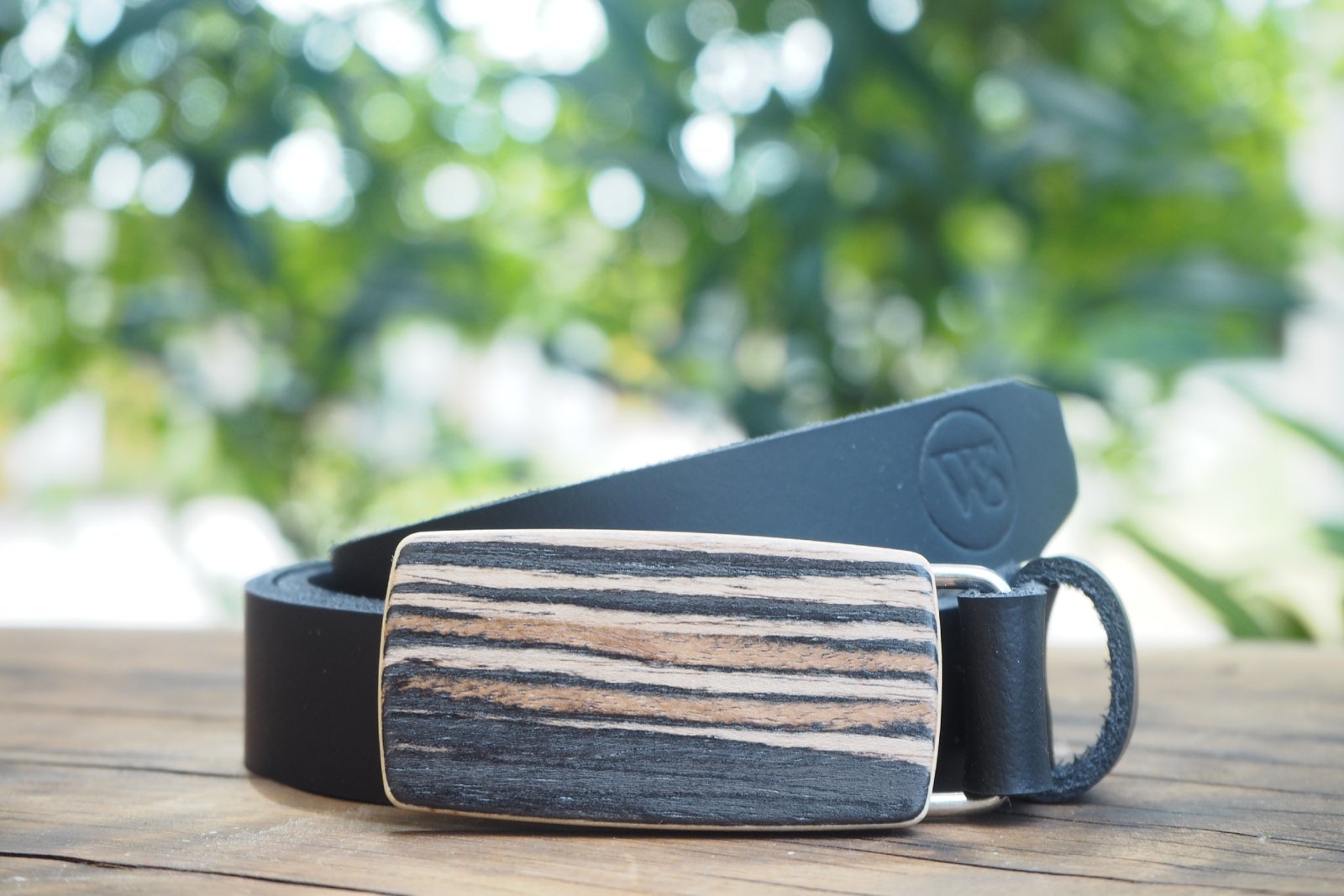 Wood Style Opasek Slim Dub černý Obvod pasu: 115, Barva kůže: Černá