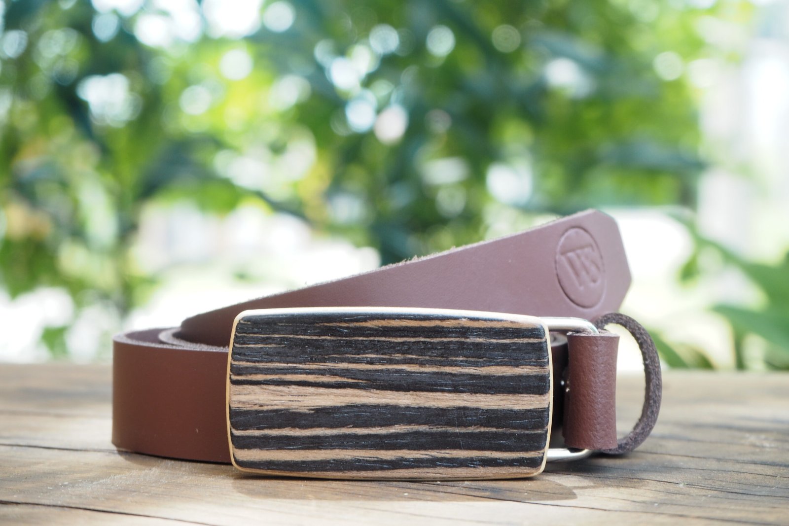 Wood Style Opasek Slim Dub černý Obvod pasu: 100, Barva kůže: Hnědá